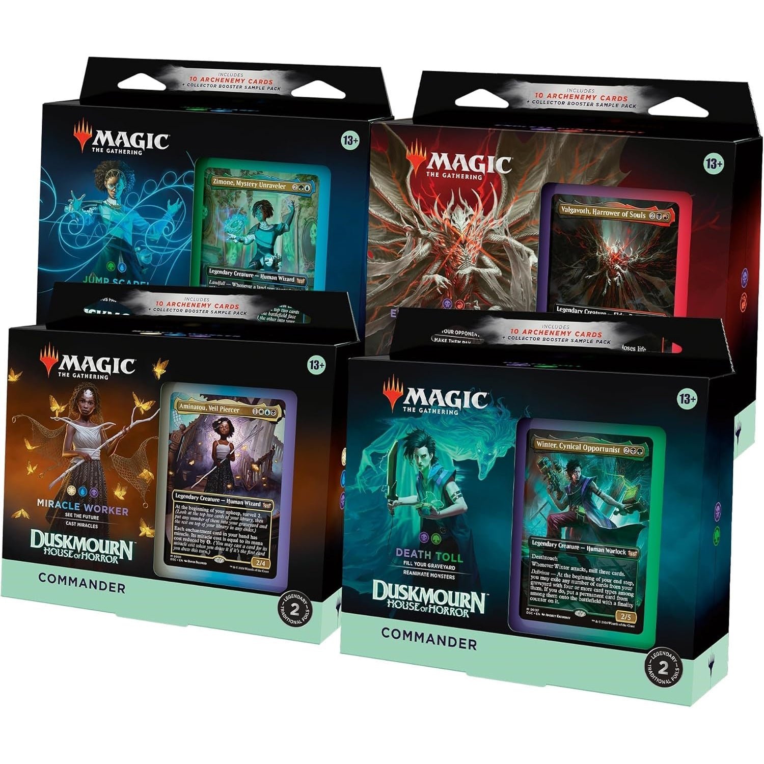 Magic: The Gathering TCG Duskmourn: House of Horrors Commander Deck Bundle – 4 Decks