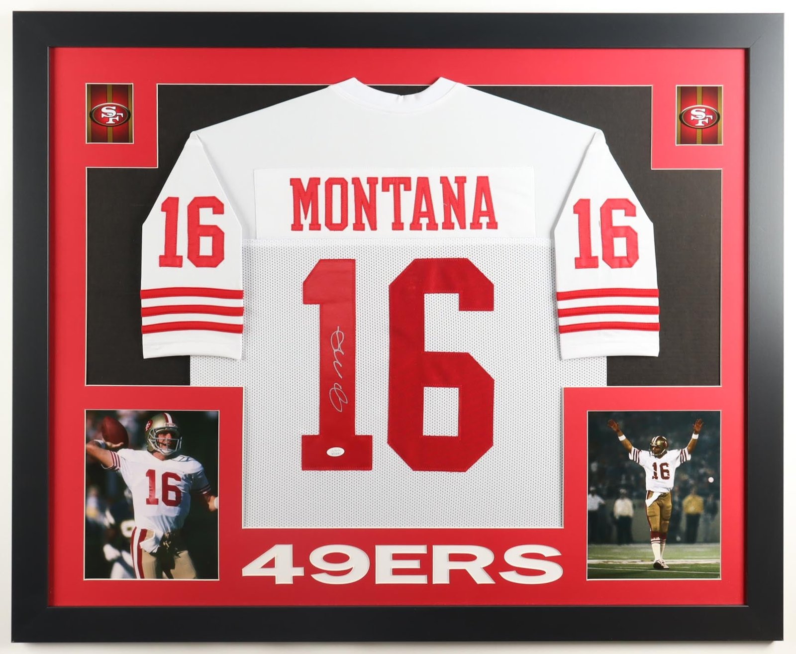 Joe Montana Autographed Signed Custom Framed Jersey Display (JSA)