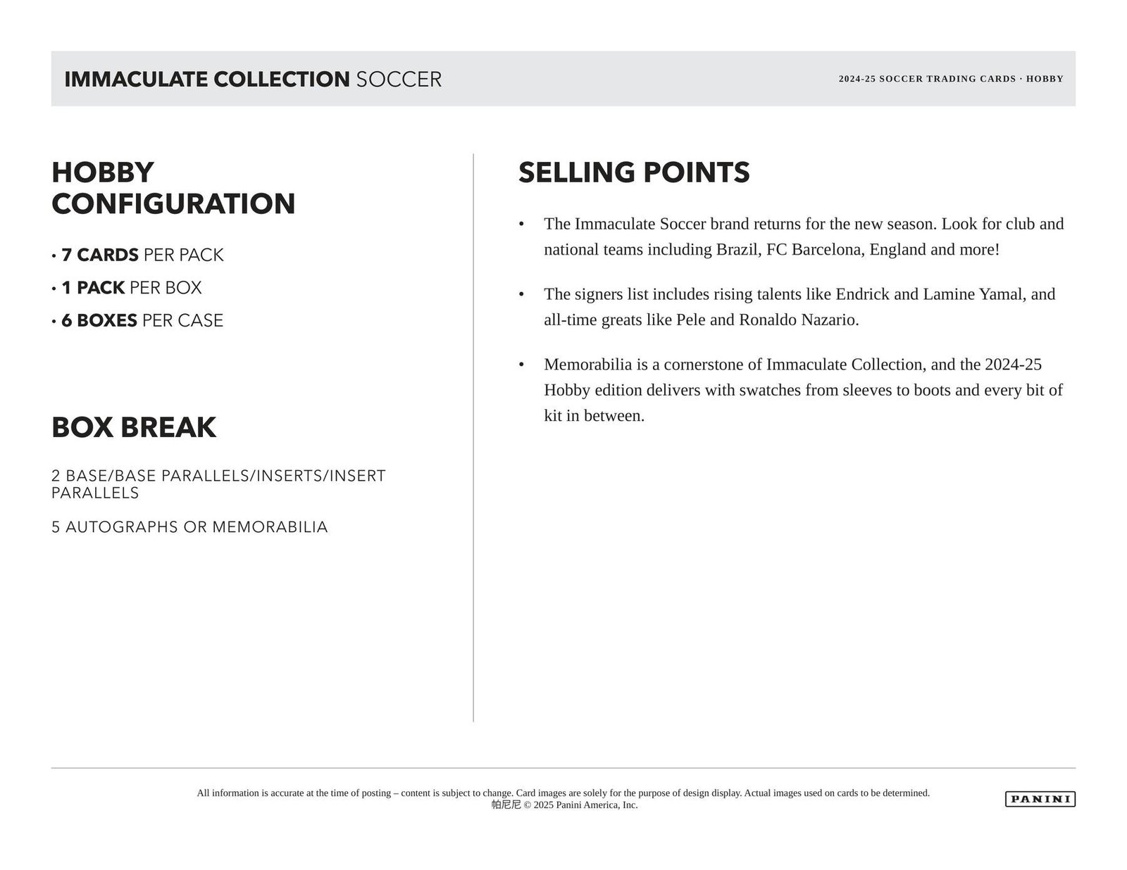 2024/25 Panini Immaculate Soccer Hobby - Image 9