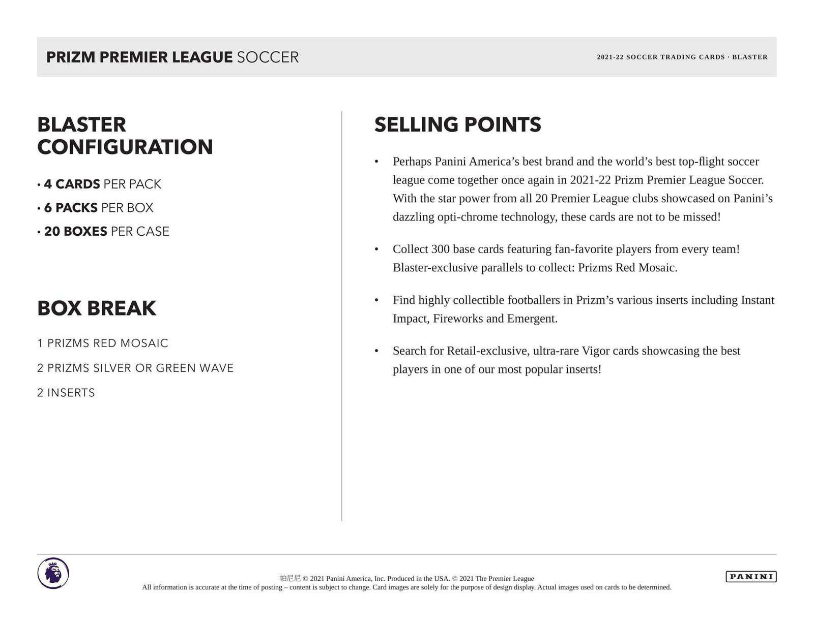 2021/22 Panini Prizm Premier League EPL Soccer 6-Pack Blaster - Image 5