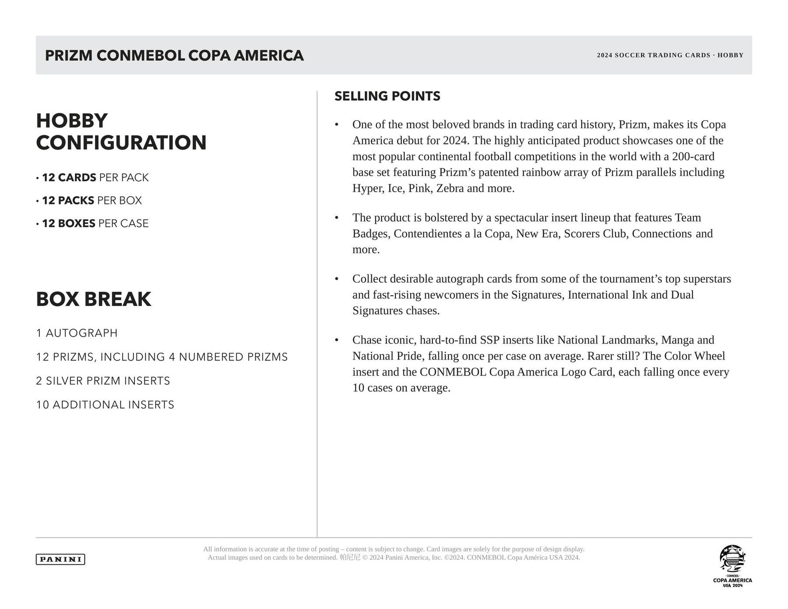 2023/24 Panini Prizm Copa America Soccer Hobby - Image 7