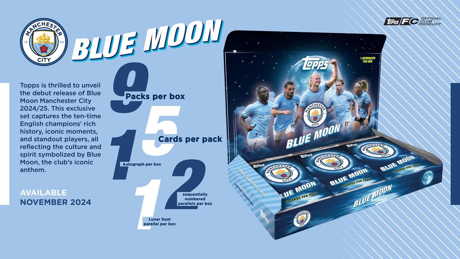 2024/25 Topps Manchester City Blue Moon Soccer Hobby - Image 4