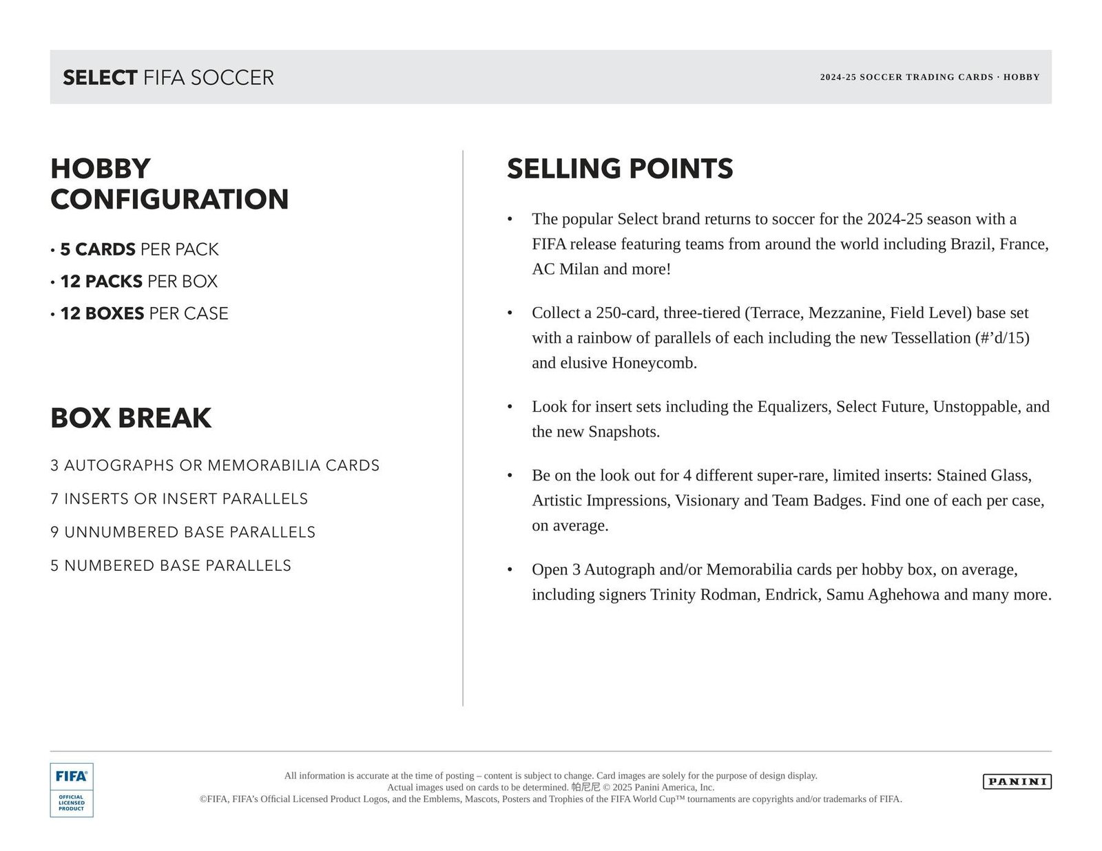 2024/25 Panini Select FIFA Soccer Hobby - Image 7