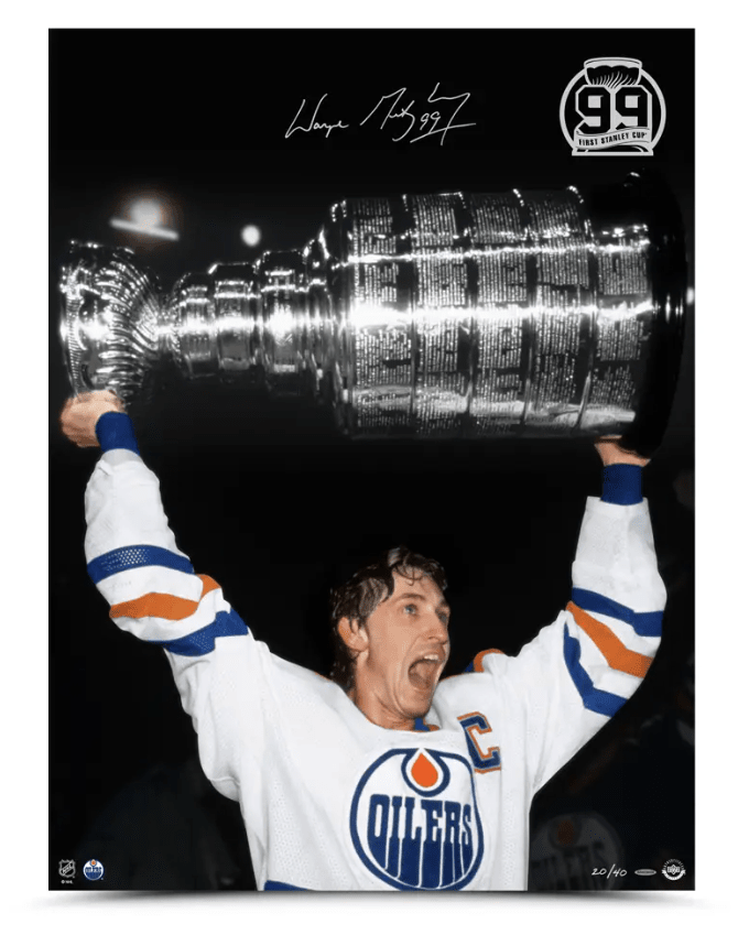 Wayne Gretzky Autographed “The Great One’s First 40th Anniversary Logo” 30×40