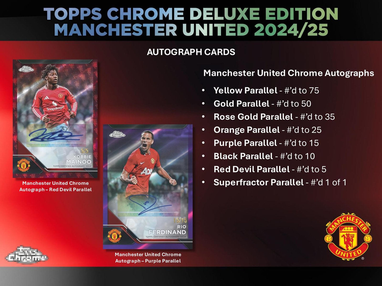 2024/25 Topps Chrome Manchester United Deluxe Edition Soccer Hobby - Image 13