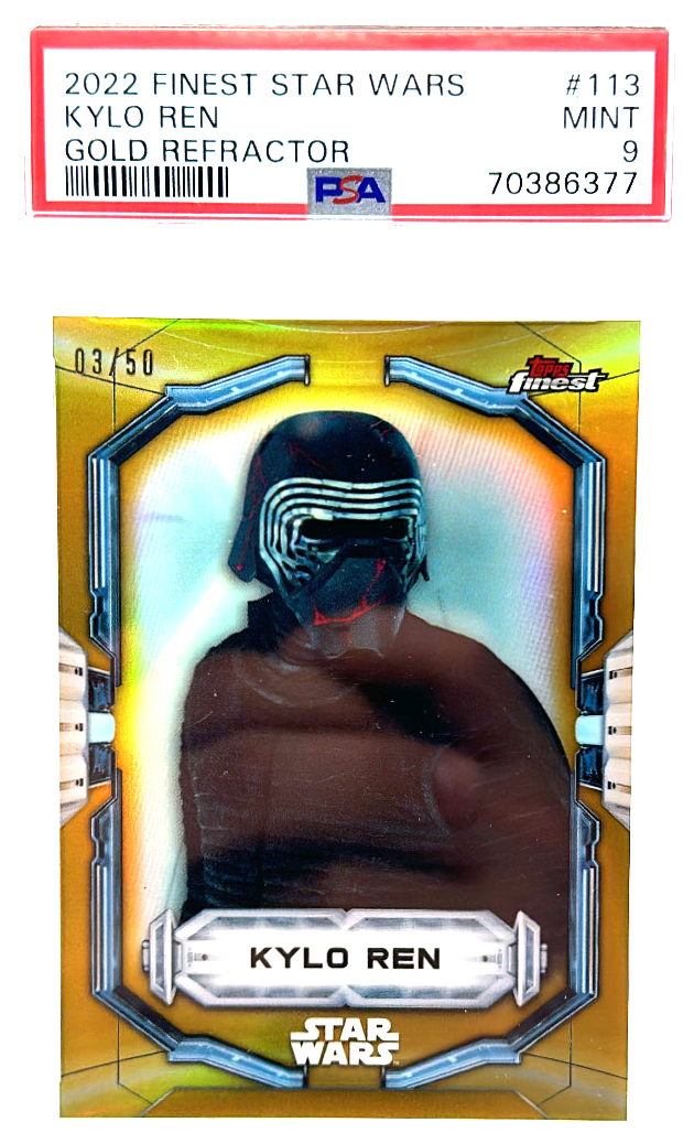2022 Topps Finest Star Wars – Kylo Ren 113 – Gold Refractor /50 – PSA 9
