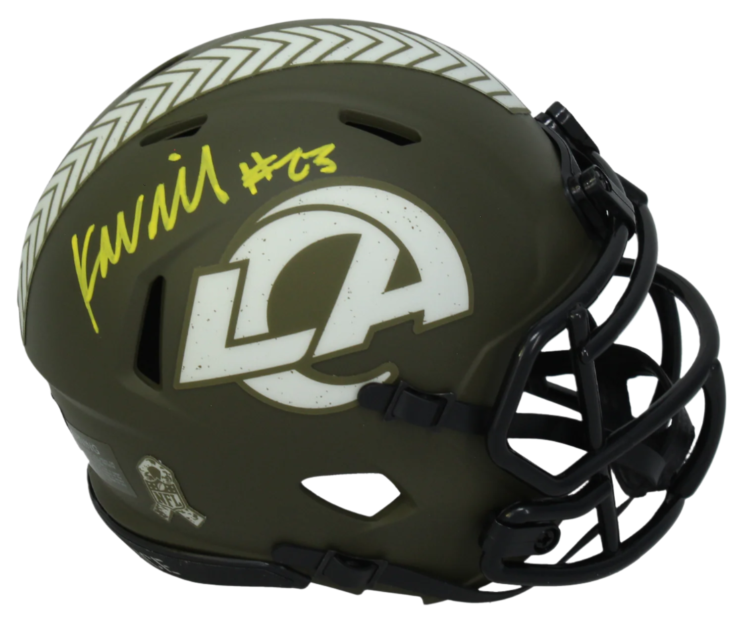 Kyren Williams Autographed Signed Salute to Service Mini Helmet – Beckett Certified