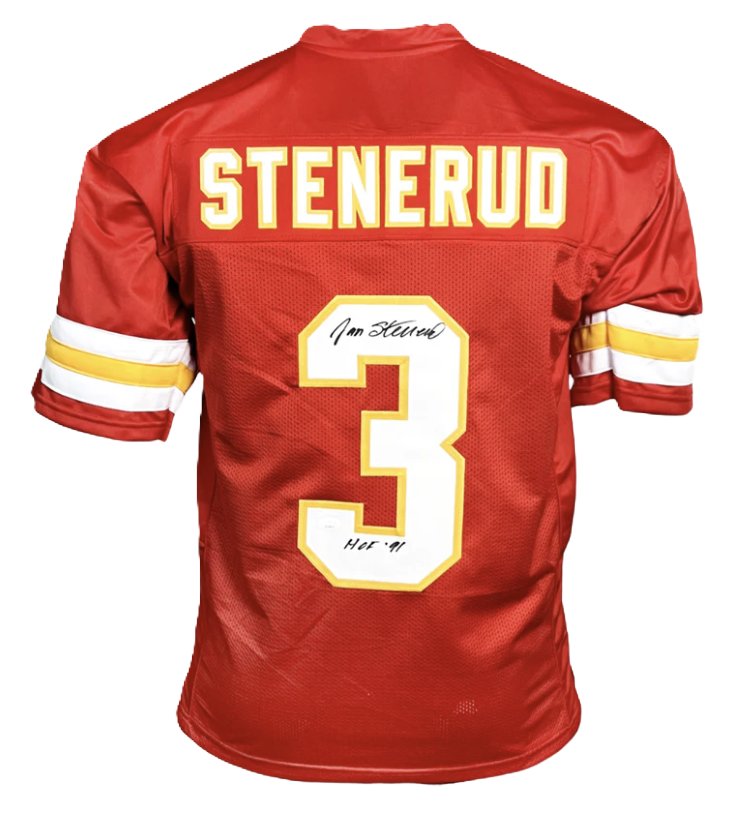 Jan Stenerud Signed HOF 91 Inscription Kansas City Red Football Jersey (JSA)
