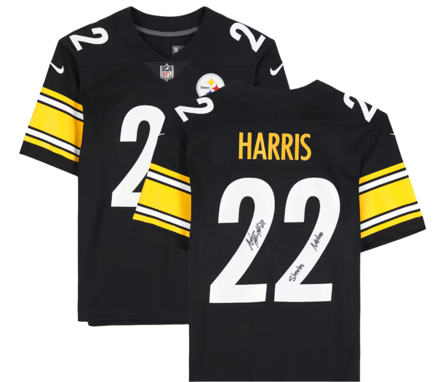Najee Harris Pittsburgh Steelers Autographed Fanatics Authentic Black Nike Limited Jersey with “Steeler Nation” Inscription
