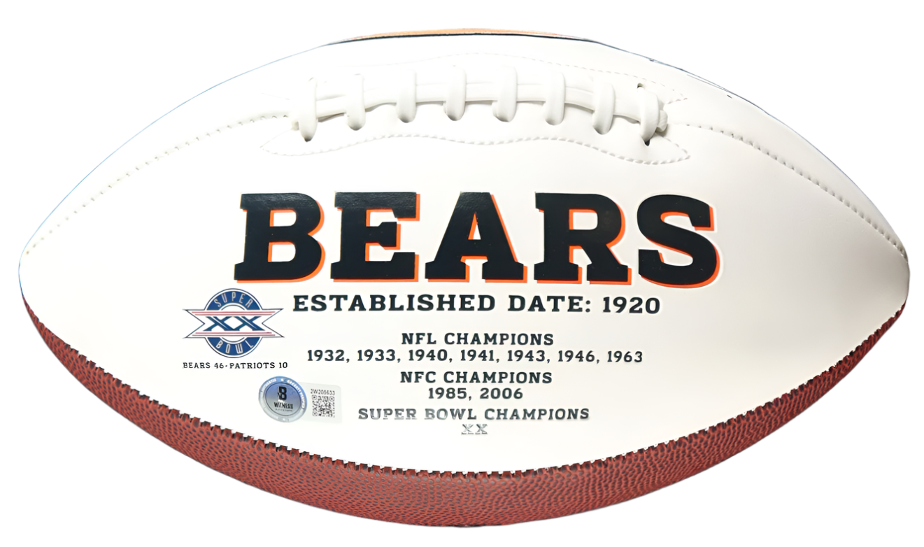 Brian Urlacher Autographed Bears NFL Authentic Logo Football (Beckett) With Acrylic Case - Image 3