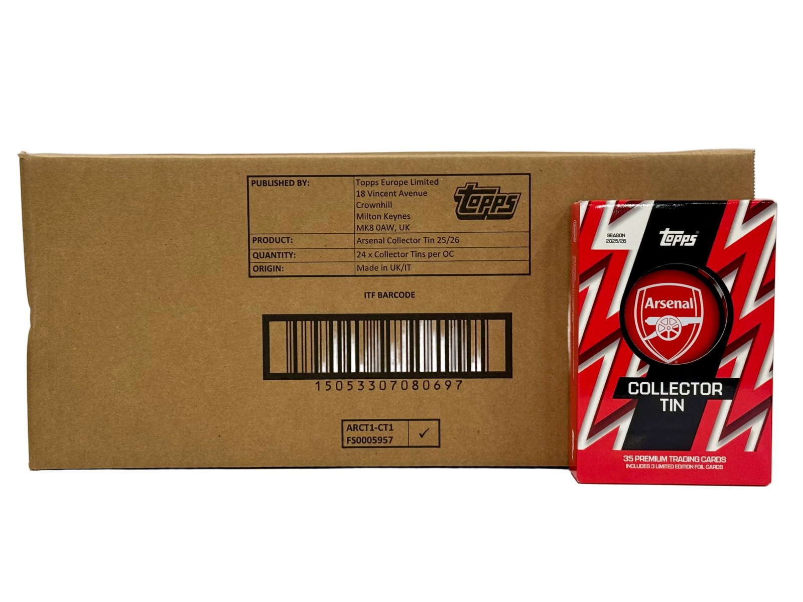 2025/26 Topps Arsenal FC Soccer Collector Tin Case
