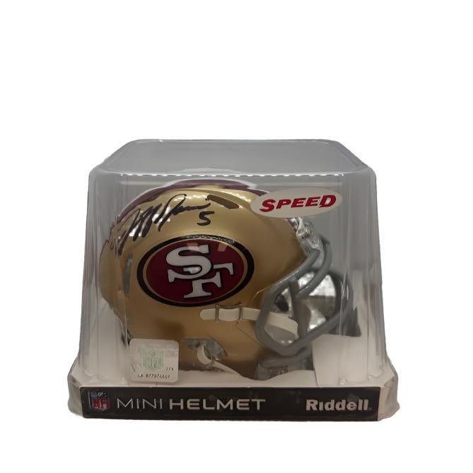 Autographed Mini Helmet: Jeff Garcia – 49rs- Speed Gold