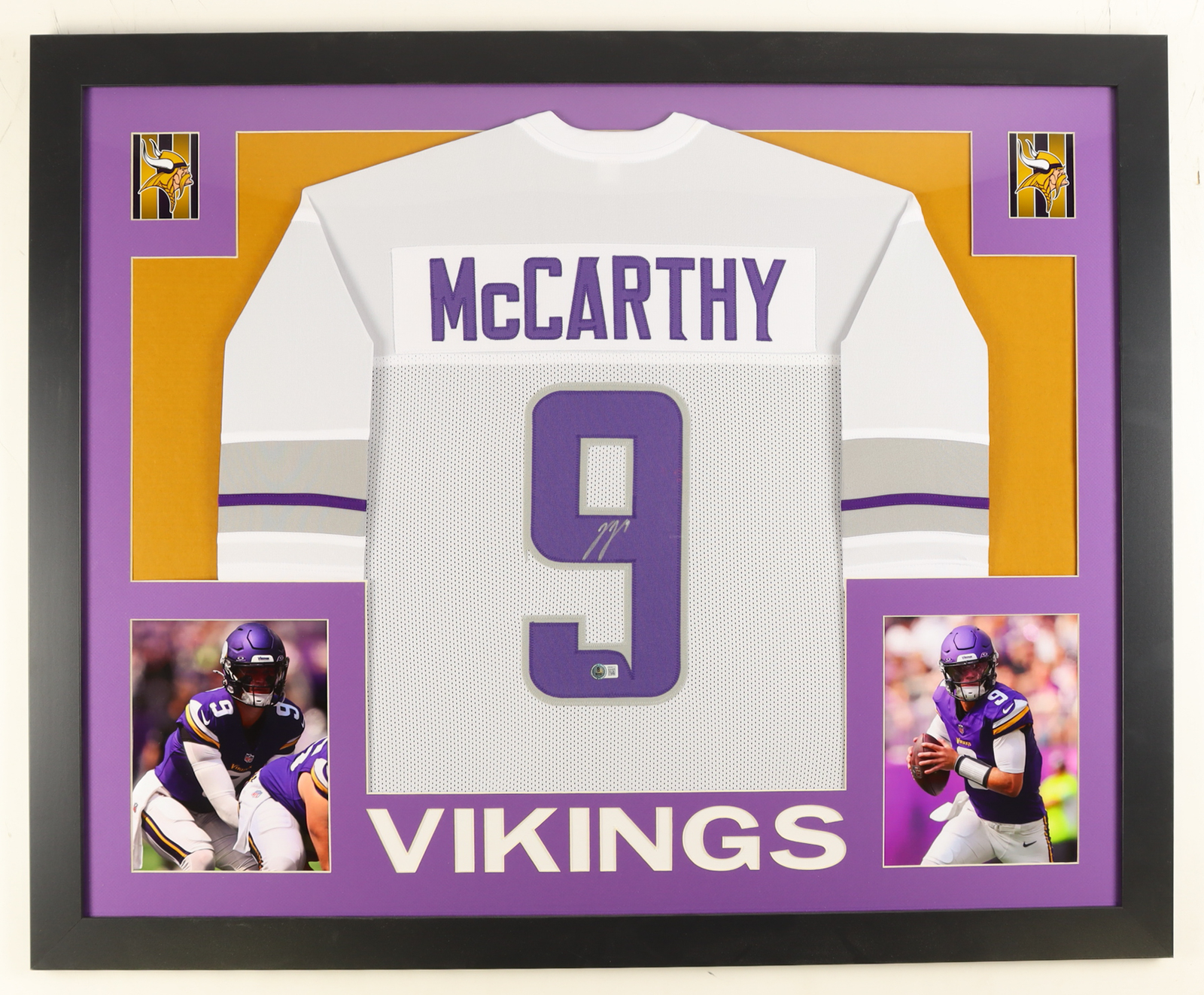 J.J. McCarthy Autographed Signed Custom Framed Jersey Display (Beckett)